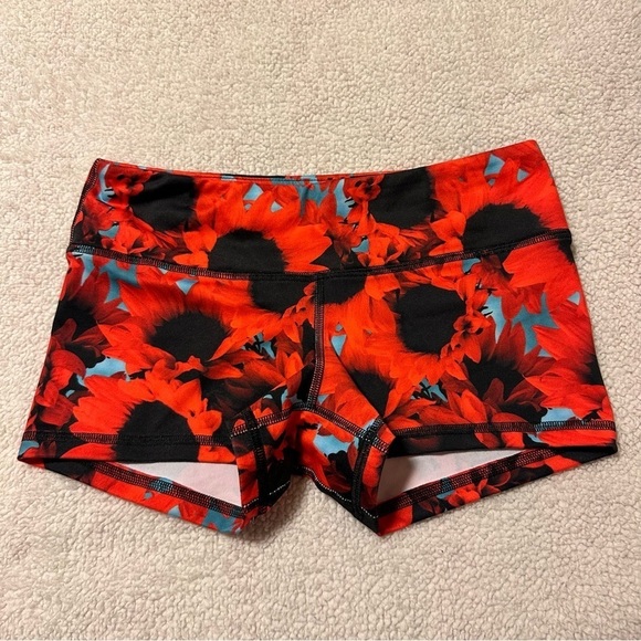 FLEO Red Sunflower Shorts OG CrossFit Bike Short Booty Originals - Picture 2 of 8